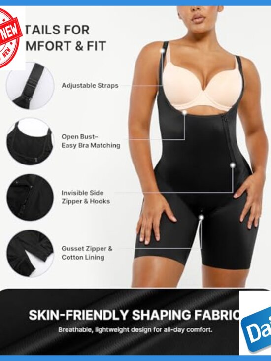 Large Tummy Control Butt Lifting Bodysuit Shapewear Open Bust - Picture 4 of 7